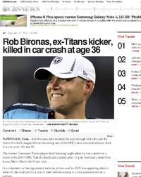 Rob Bironas, Ex-Titans Kicker, Killed In Car Crash At Age 36 - One News ...